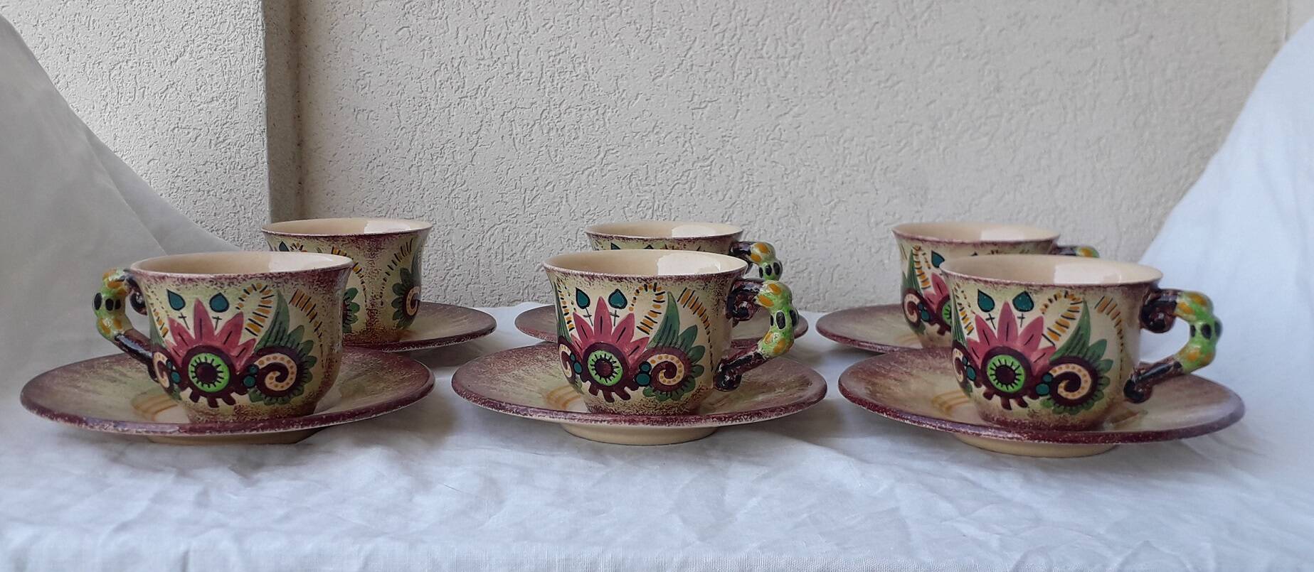 6 Quimper Fouillen cups