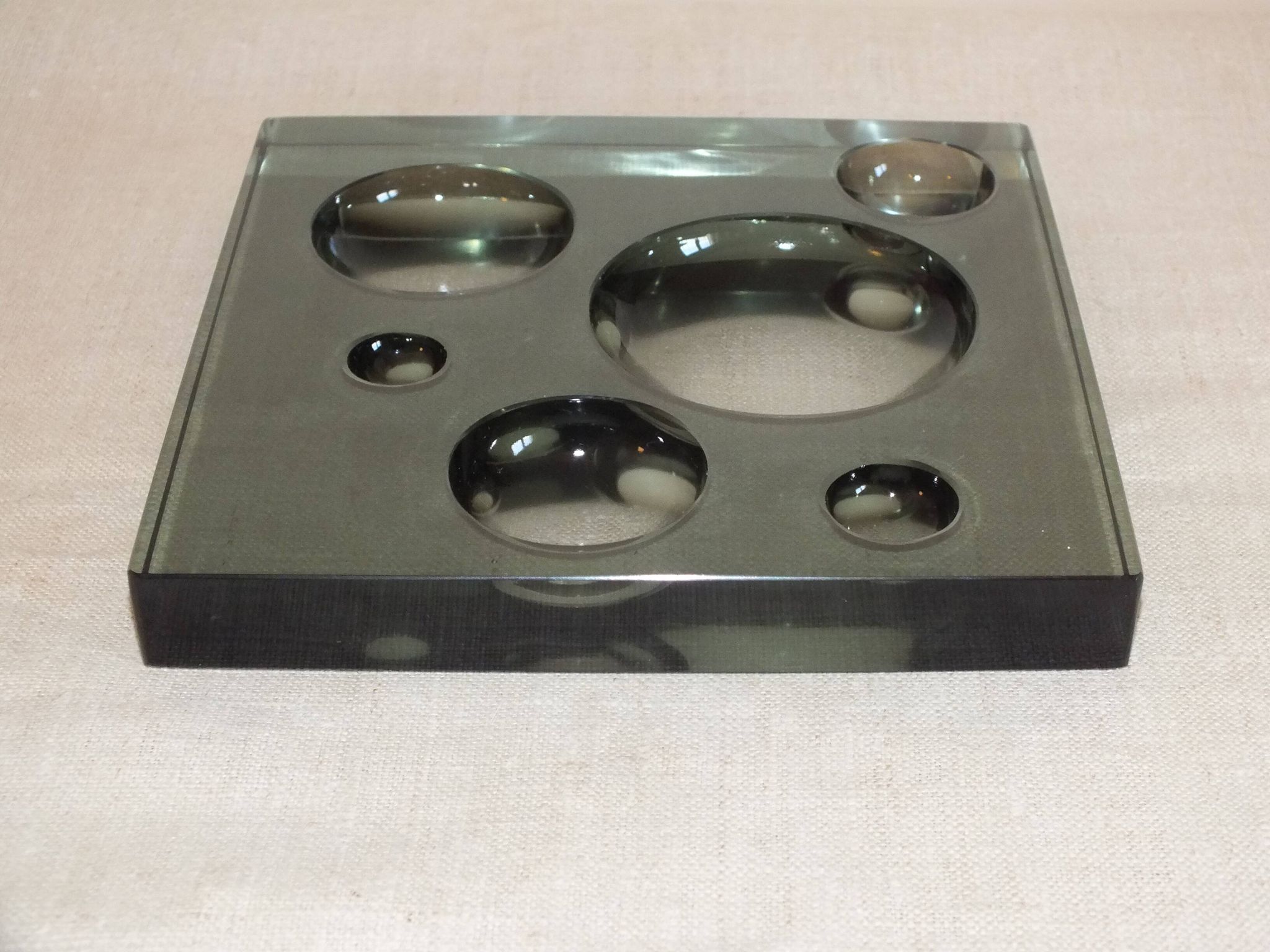 Empty pocket tile in smoked glass 1970 Scandinavian style