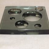 Empty pocket tile in smoked glass 1970 Scandinavian style