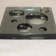 Empty pocket tile in smoked glass 1970 Scandinavian style