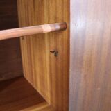 Pair of mid-century Italian walnut nightstands with glass top, 1950s