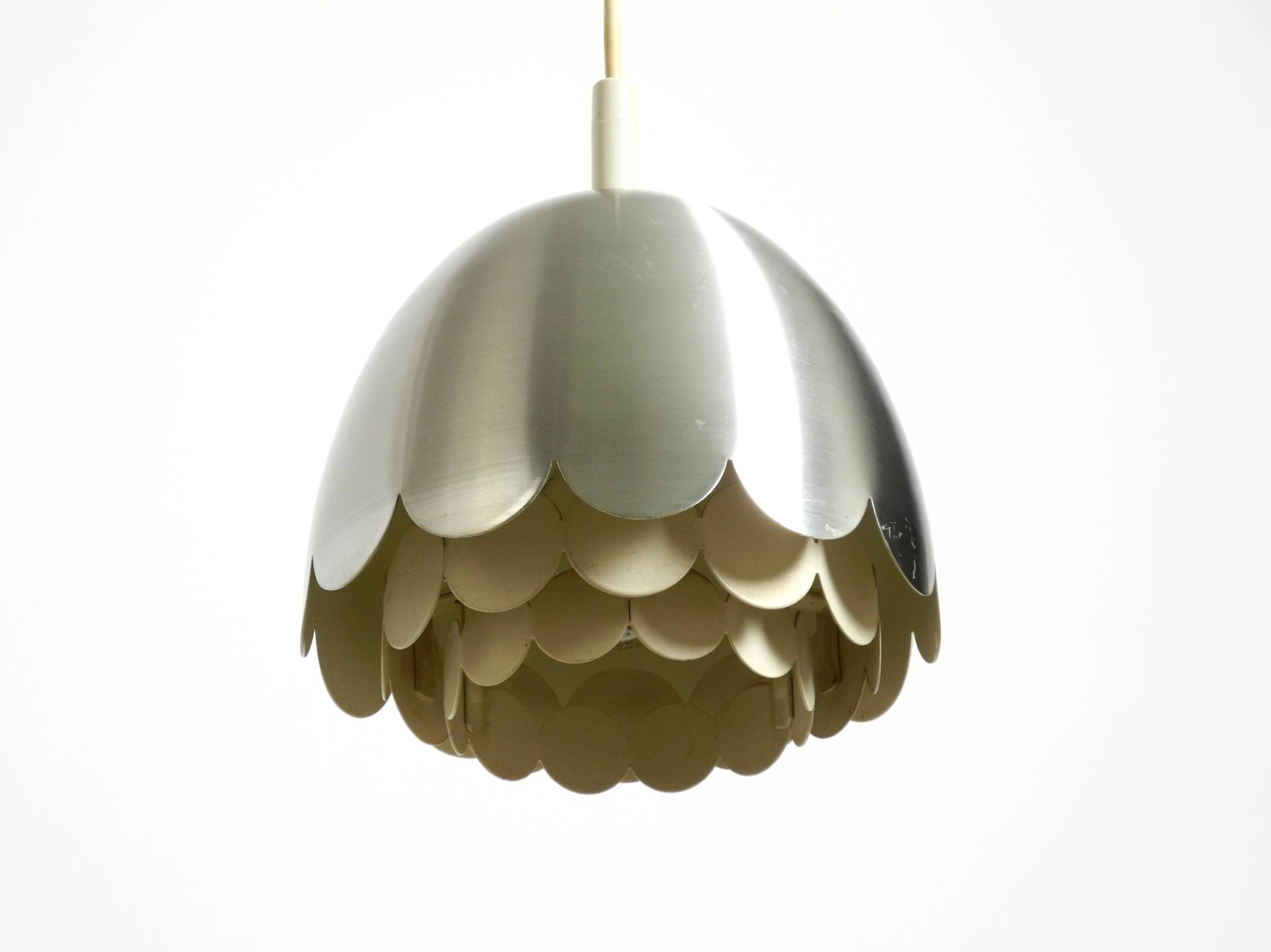 Small 1960s Space Age pendant lamp by Doria made of aluminum and metal