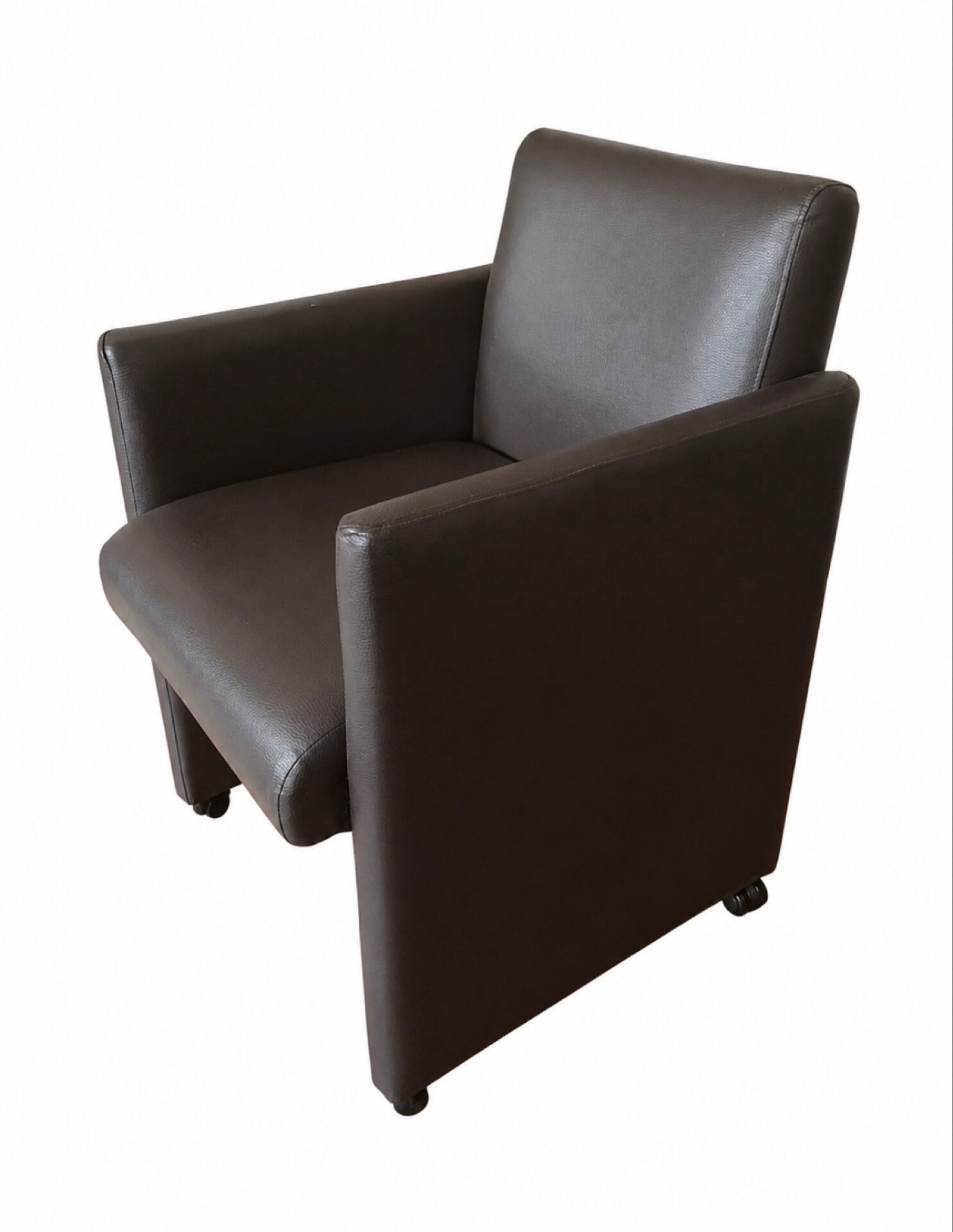 Modern armchair in brown faux leather