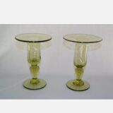 Pair of biot glass candlesticks