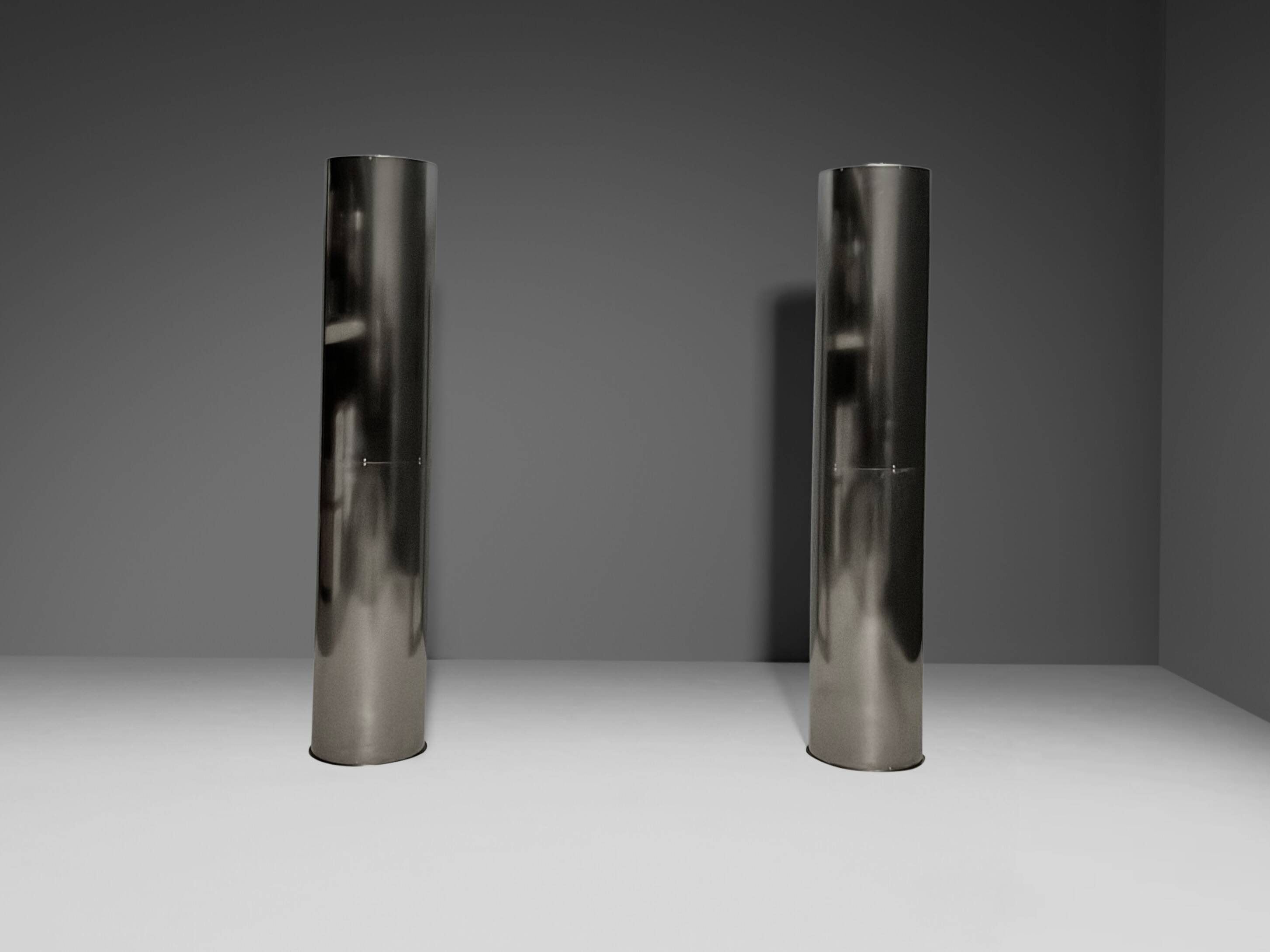 Monumental large stainless steel floor lamps by Targetti – Italy, 1970s