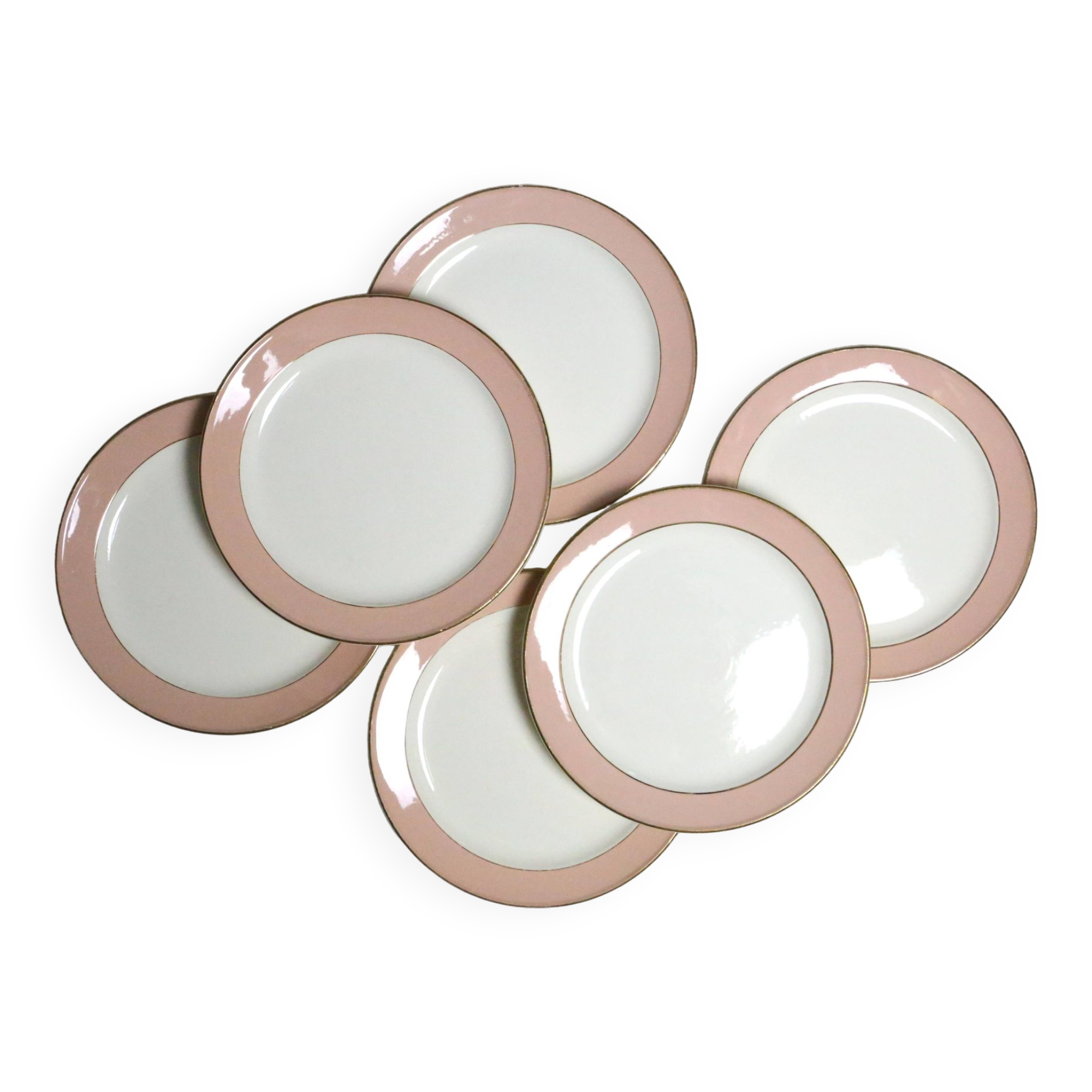 Deep plate service x6, Santos service, pink, Villeroy and Boch, vintage