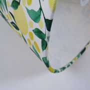 Vintage white ceramic lamp with custom lemon shade.