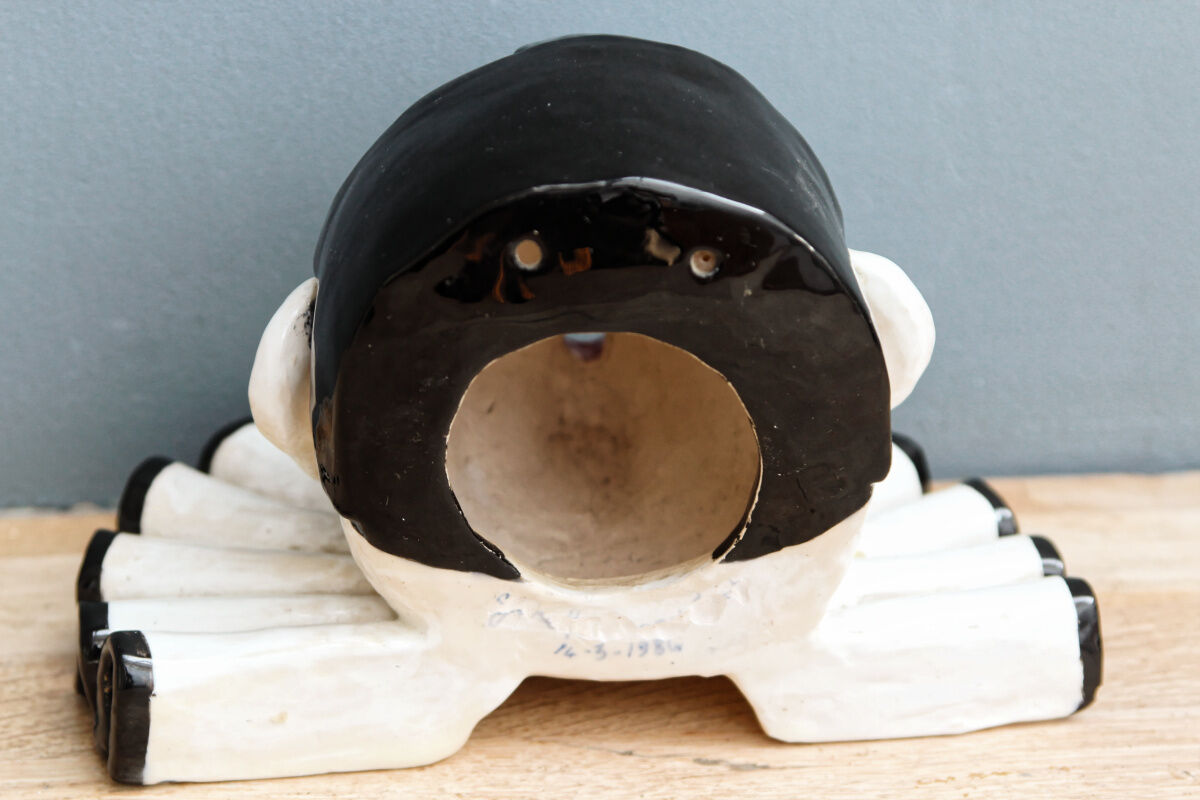 Bust Pierrot in glazed terracotta