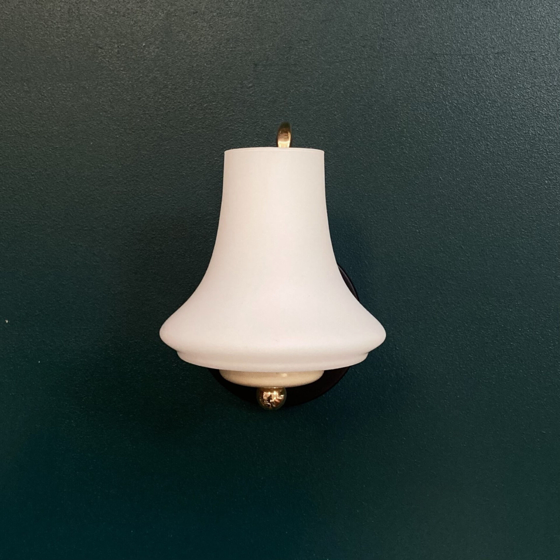 Wall lamp gooseneck brass and tulip glass opaline white decoration vintage lighting fixture