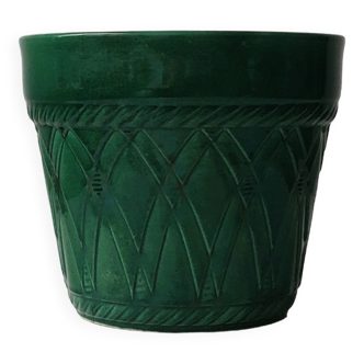 Pot de fleurs - cache-pot en céramique émaillée vert