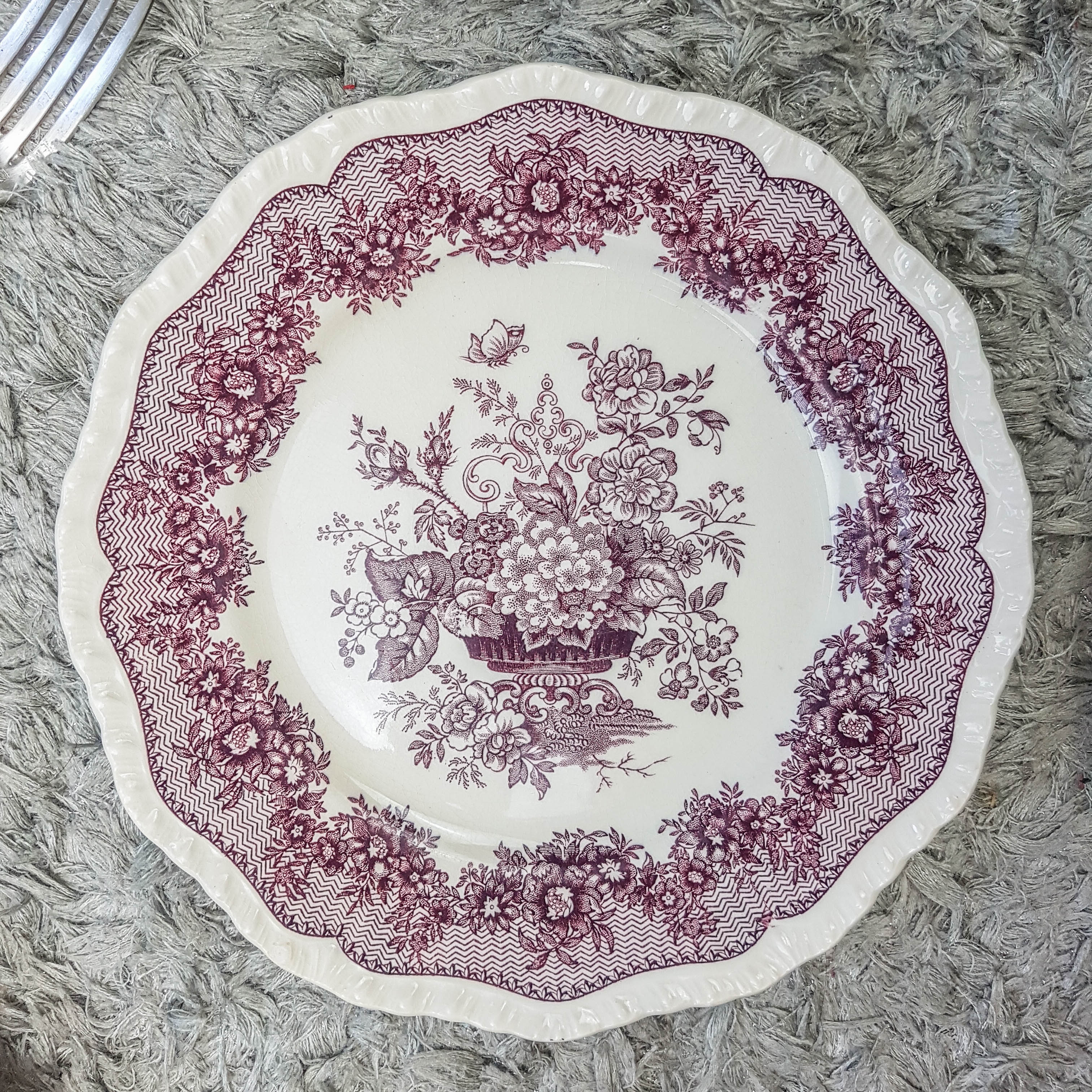 Lot de 5 assiettes violettes Mason's Patent Ironstone "ASCOT" Made in  England