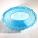 Old oval coupe basket in moulded blue glass, frosted acid, 1900.