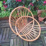 Fauteuil corbeille en rotin vintage