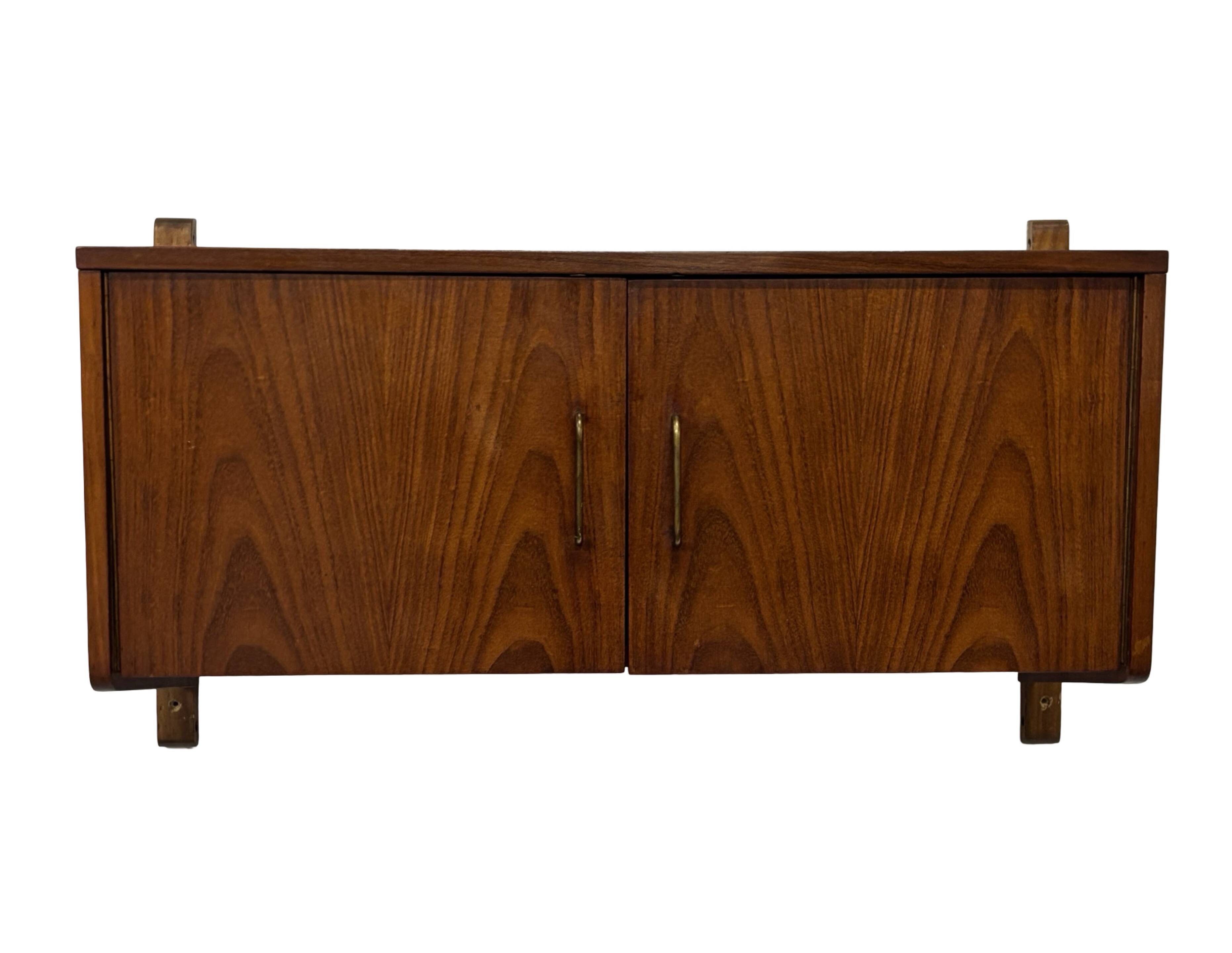 Vintage wall cabinet compact wall system 1960s teak veneer