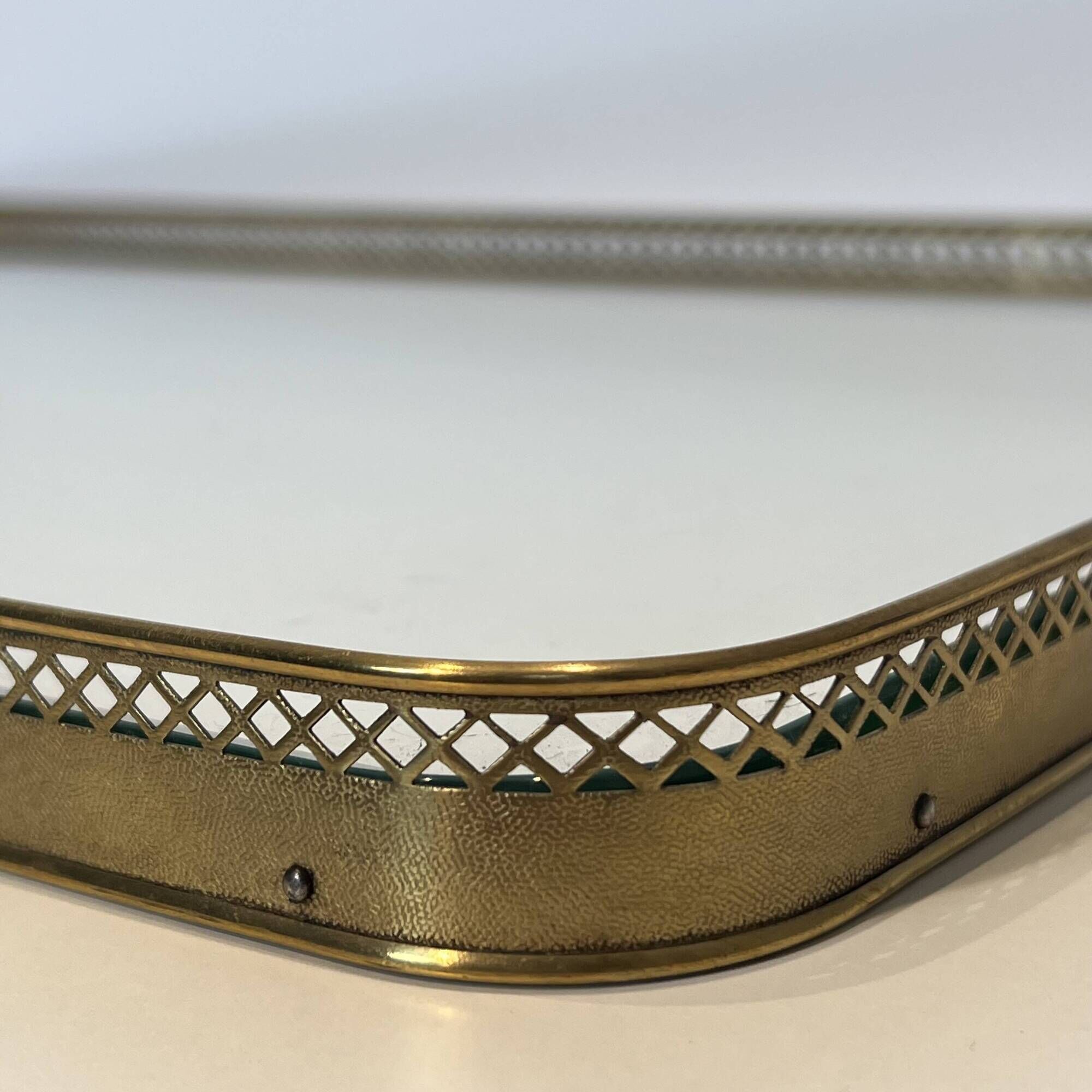 Rectangular Service Tray with Openwork Gallery in Brass. French Work