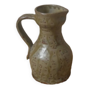 Pichet, vase à anse en céramique verte