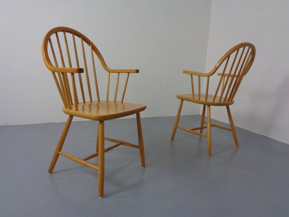 Set of oak armchairs by Erik Ole Jørgensen for Tarm Stole Møbelfabrik.