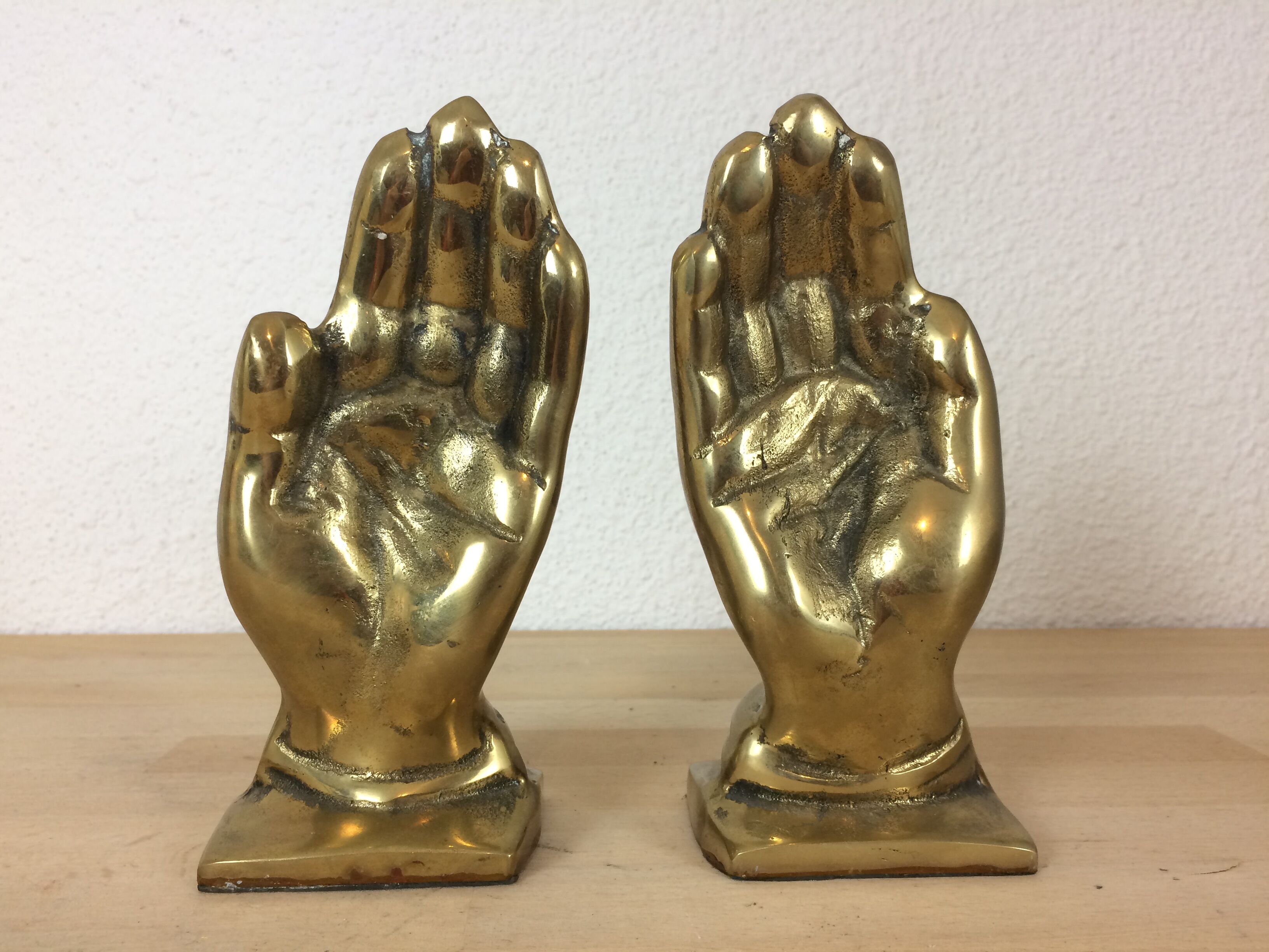 Brass hand bookends