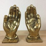 Brass hand bookends