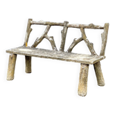 Banc de jardin en béton effet faux bois