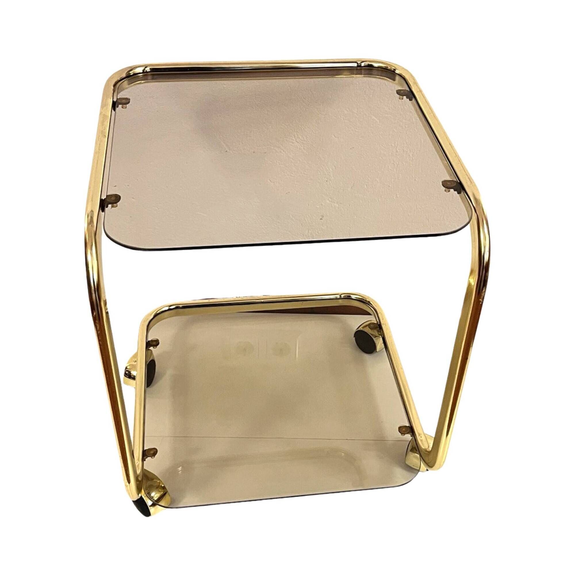 Glass mobile table | bar, Hollywood Regency style, Huwa-Spiegel, Germany 1970s