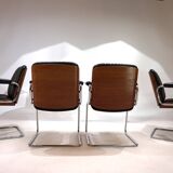 Martin Stoll set of 4 leather dining/conference chairs by Prof. Karl Dittert