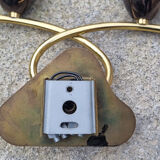 Pair of wall lamps, brass and opaline, vintage, Maison Lunel, 50s