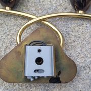 Pair of wall lamps, brass and opaline, vintage, Maison Lunel, 50s