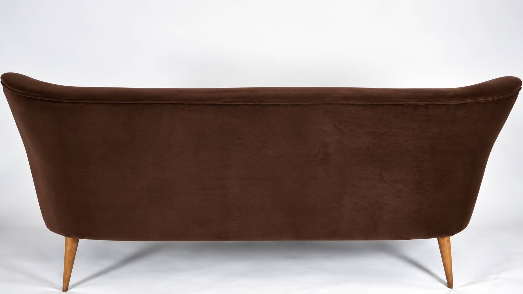 Magnificent vintage 1960s chocolate brown velvet sofa – unique piece.