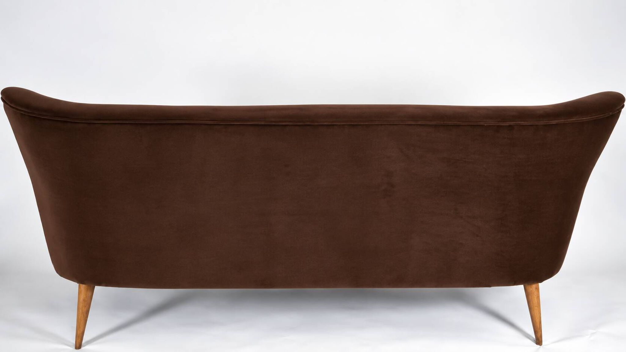 Magnificent vintage 1960s chocolate brown velvet sofa – unique piece.