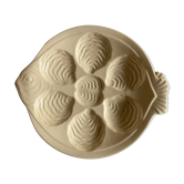 Set de 6 assiettes poisson  à huitres en faience ivoire 1960