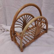 Woven bamboo magazine rack from the 1970s