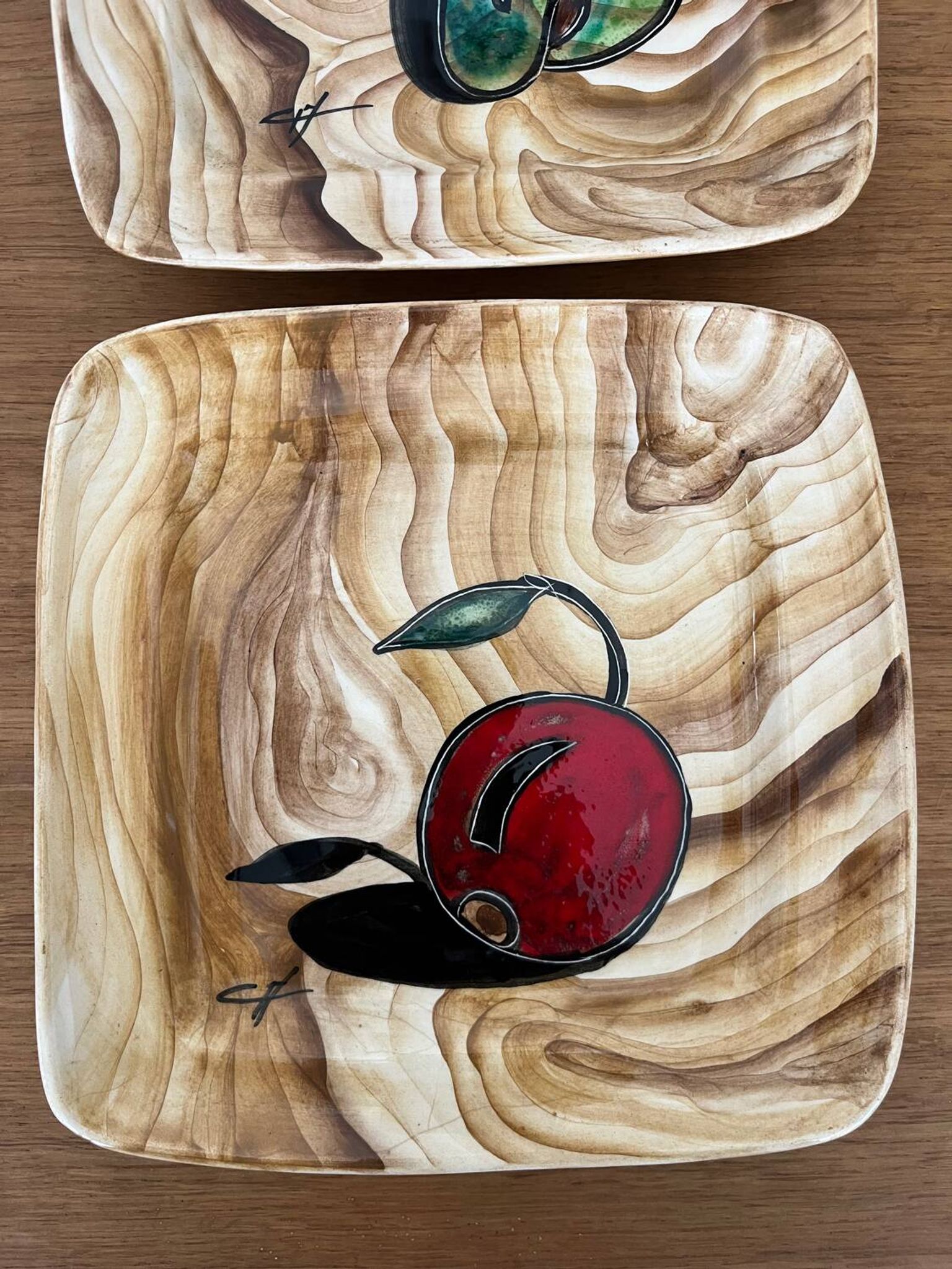 Paire assiettes signées Grandjean Jourdan