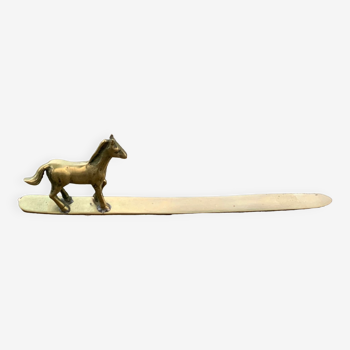 Coupe papier en laiton dore avec statuette de cheval vintage
