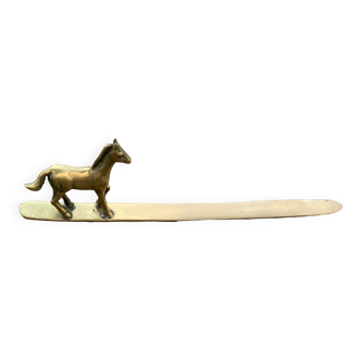 Gilded brass paper opener with vintage horse statuette