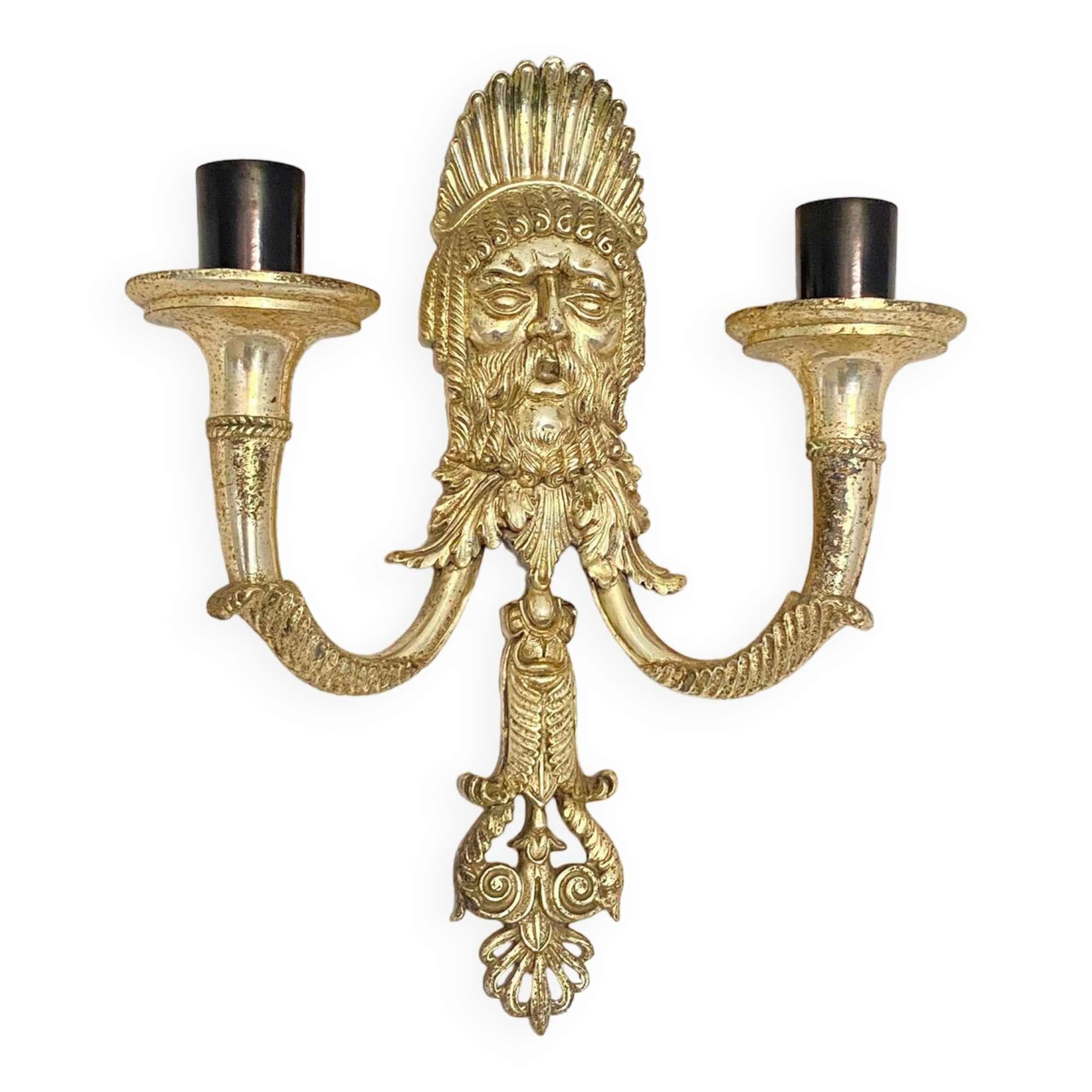 Wall lamp Mascherone Tragedia Greca in silver cast alloy