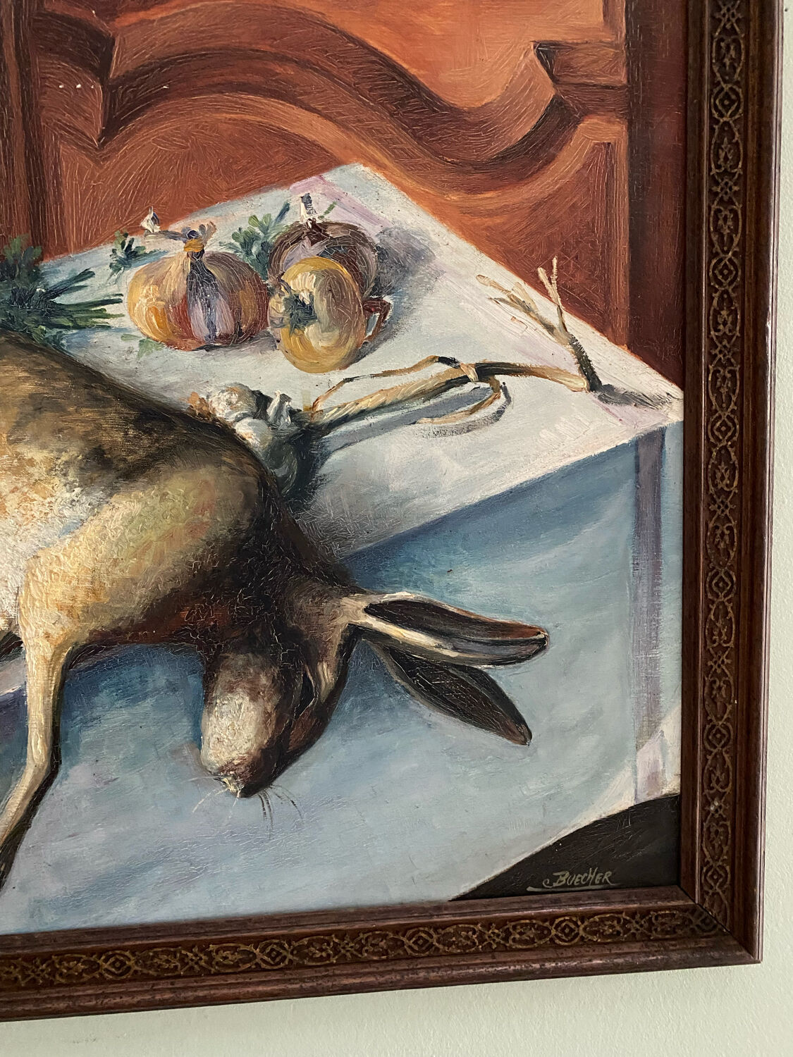 Huile sur toile still life hare