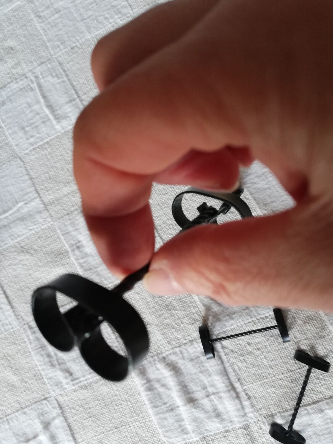 Set of 12 black twisted wrought iron knife holders from the 50s