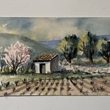 Small watercolor signed René Anglés