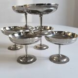 Set of 6 chrome-plated metal ice cream cups