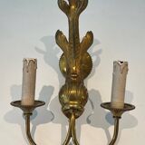 Pair of bronze wall sconces with dolphins by Maison Jansen