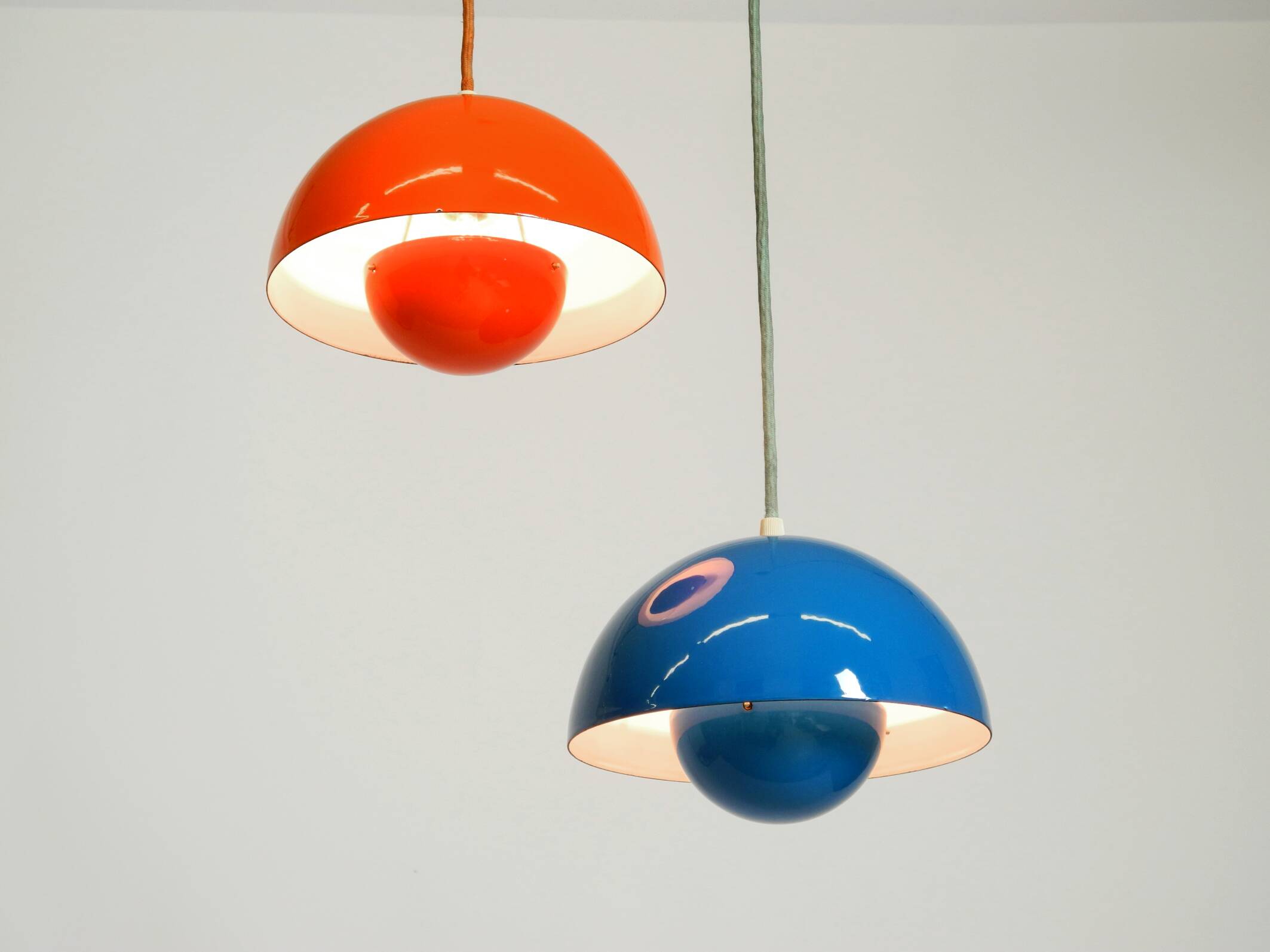 enamelled double shade Flower Pot pendant lamp by Verner Panton for Poulsen