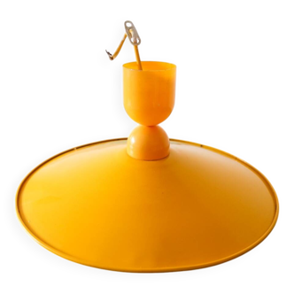 Vintage yellow metal pendant light – 70s
