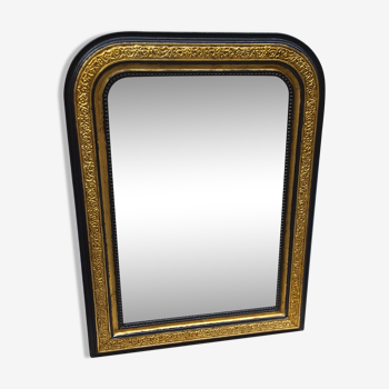 Miroir ancien d'époque Napoleon III noir et or 62x83cm