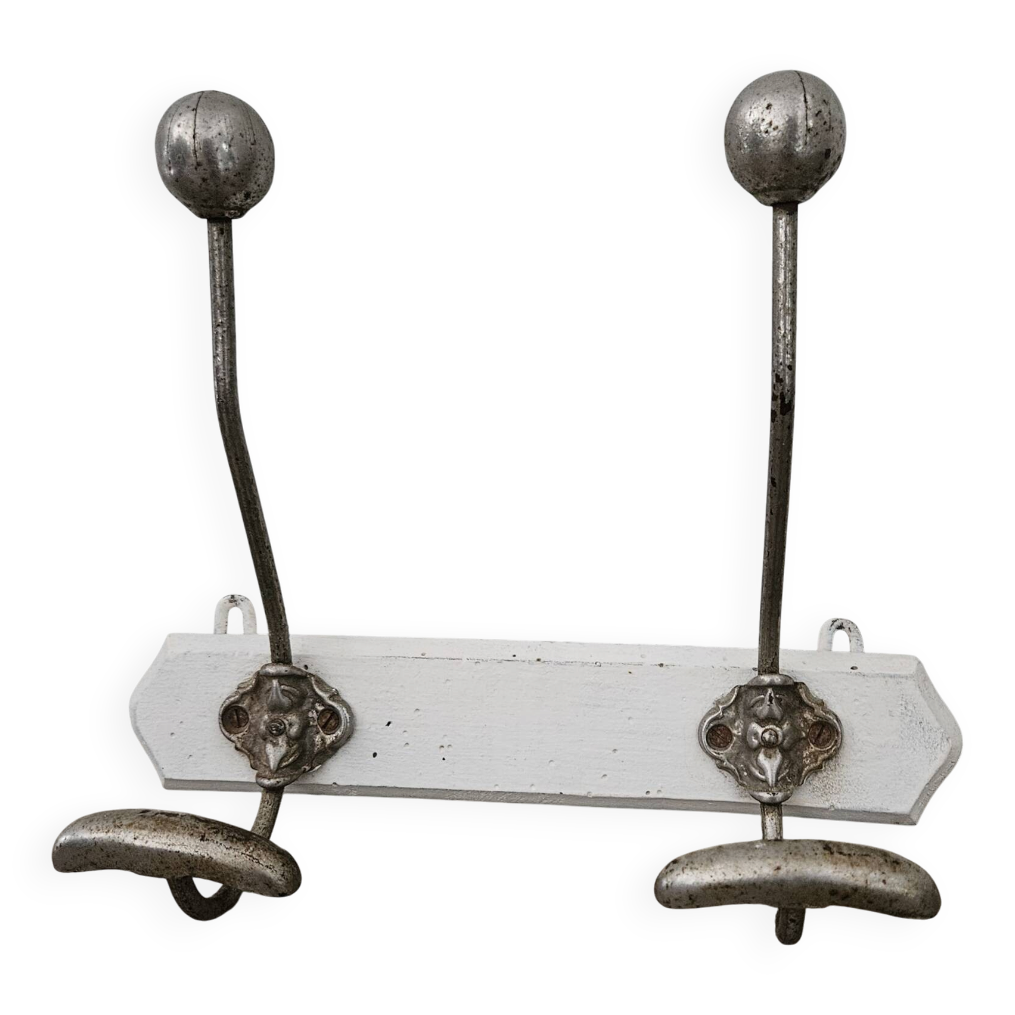 Antique wooden and metal coat rack