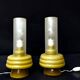 Olive green opaline glass table lamps