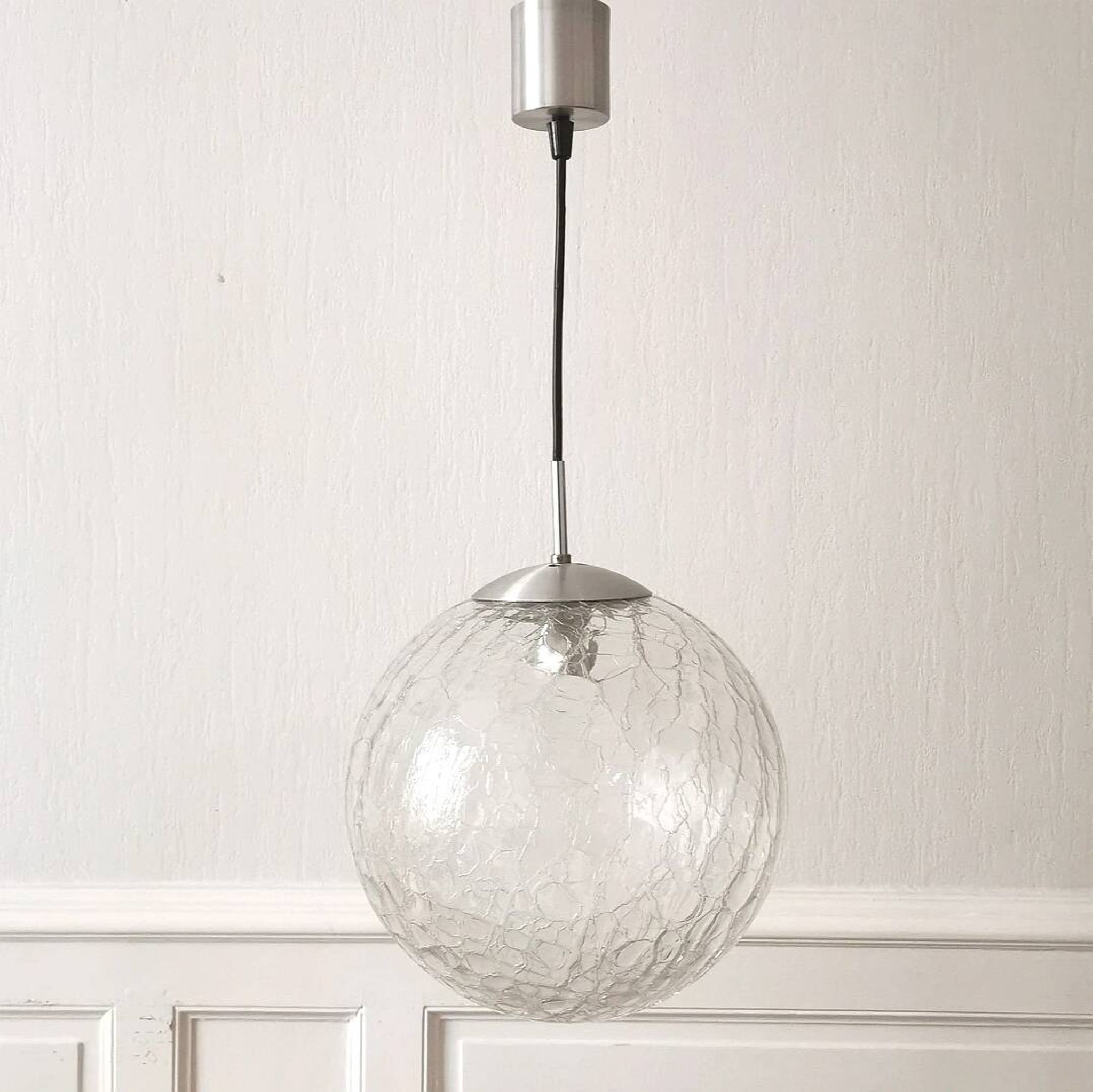 Suspension globe cracked glass Raak design, 1970