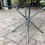 Chrome table and smoked glass