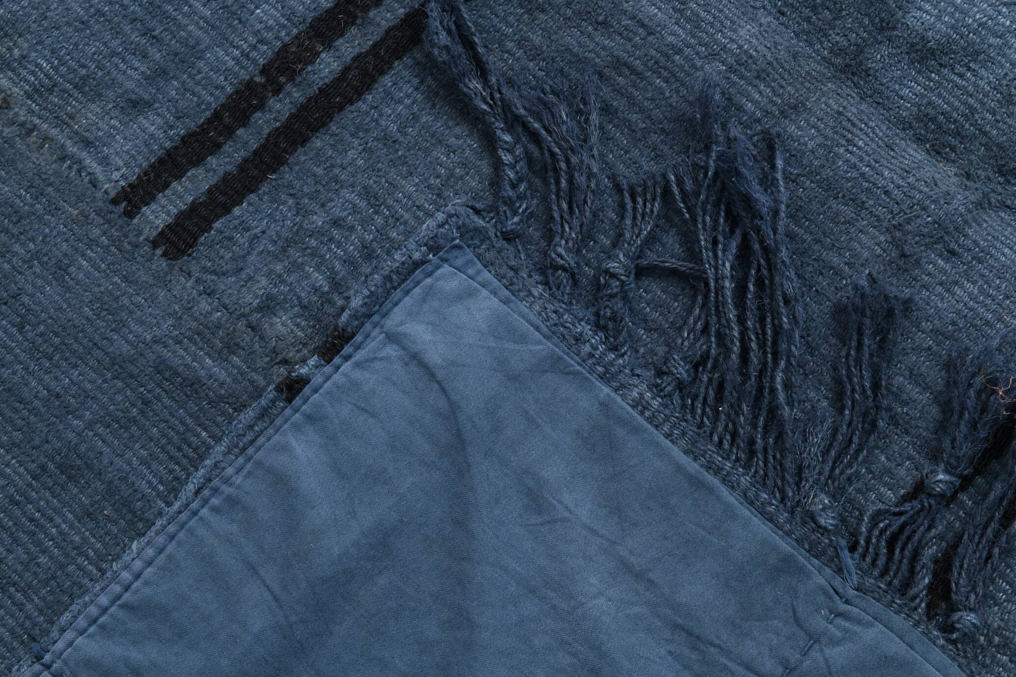 Blue & Black Striped Kilim Rug, 163x237Cm