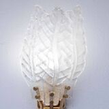 Set of 4 Florence, elegant Murano wall light transparent leaves, 1970